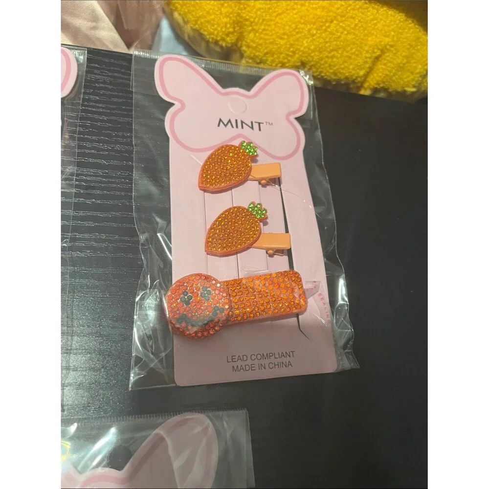 Mint Kids Rhinestone Hair Clip Sets - Yellow, Purple, Orange, Pink, Green